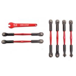 5539X Turnbuckles, aluminum (red-anodized), camber links, 58mm (4)/ front toe links, 61mm (2) (assembled with rod ends and hollow balls)/ aluminum 5mm wrench (red-anodized)