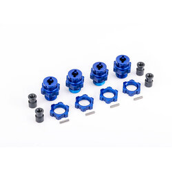 9086 Wheel hubs, splined, 17mm, short (blue-anodized) (4)/ wheel nuts, splined, 17mm (blue-anodized) (4)/ hub retainer M4 X 0.7 (4)/ axle pin (4) (for use with #9080 upgrade kit)