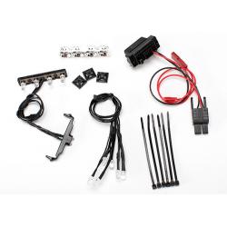 7285 (เลิกผลิต แทนด้วย 7285A) LED light kit, 1/16th Summit (power supply, chrome lightbar, roof light harness (4 clear, 2 red), chassis harness (4 clear, 2 red), wire ties, mounts) 7285 (เลิกผลิต แทนด้วย 7285A)