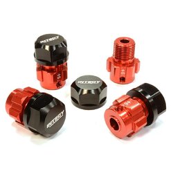 INT-C25089RED Billet Machined 17mm Wheel Hex (4) +6mm Offset for T-Maxx, 1/10 Revo & Summit