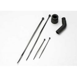 5245X Pipe coupler, molded (black)/ exhaust deflecter (rubber, black)/ cable ties, long (2)/ cable ties, short (2)