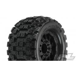 PRO-10127-13 Badlands MX38 3.8" (Traxxas Style Bead) All Terrain Tires Mounted for 17mm MT Front or Rear, Mounted on F-11 Black 1/2" Offset 17mm Wheels