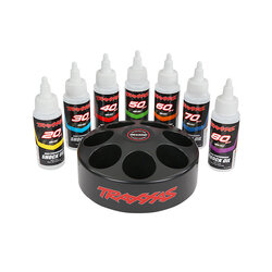 5038X Shock oil set (includes 20 wt, 30 wt, 40 wt, 50 wt, 60 wt, 70 wt, & 80 wt premium shock oils with spinning carousel rack)