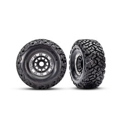 10272-BLK [BELTED TIRES] Tires & wheels, assembled, glued, left (1), right (1) (black with satin beadlock wheels, Maxx Slash® belted tires, foam inserts) (17mm splined) (TSM® rated)
