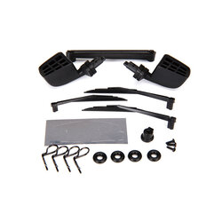 8817 Mirrors, side, black (left & right)/ o-rings (4)/ windshield wipers, left, right, & rear/ wiper retainers (2)/ body clips (4)/ 1.6x5 BCS (self-tapping) (3)