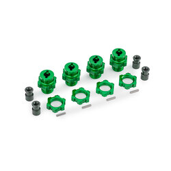 9086-GRN Wheel hubs, splined, 17mm, short (green-anodized) (4)/ wheel nuts, splined, 17mm (green-anodized) (4)/ hub retainer M4 X 0.7 (4)/ axle pin (4) (for use with #9080 upgrade kit)