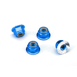 1747R Nuts, aluminum, flanged, serrated (4mm) (blue-anodized) (4)