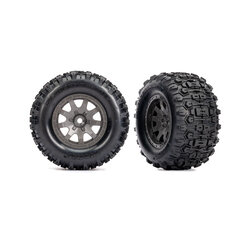 10771-GRAY Tires & wheels, assembled (charcoal gray wheels, dual profile (2.1" outer, 2.6" inner), Sledgehammer® tires, foam inserts)) (front) (2)
