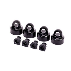 9664A Shock caps, aluminum (black-anodized), GT-Maxx® shocks (4)/ spacers (4) (for Sledge®)