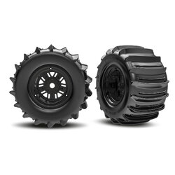 10973 3.2" Funco Black Rear Wheels & Paddle Tires (2)