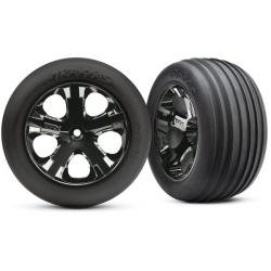 3771A Tires & wheels, assembled, glued (2.8")(All-Star black chrome wheels, Ribbed tires, foam inserts) (electric front) (2)