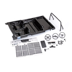 9114-BLK Interior, Chevrolet Blazer (1969 -1972) (black) (includes rollbar, gauge bezel, steering wheel and column, shifter, armrest, decals) (fits #9111, 9112, 9130, or 9131 series bodies) (#9111 or 9112 series bodies require #9128 body cage for installation)