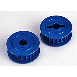4895X Pulleys, 20-groove (middle)(blue-anodized, light-weight aluminum) (2)/ flanges (2)