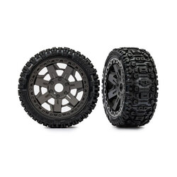 9073 Tires & wheels, assembled, glued (3.0" gray wheels, Sledgehammer® tires, foam inserts) (2)