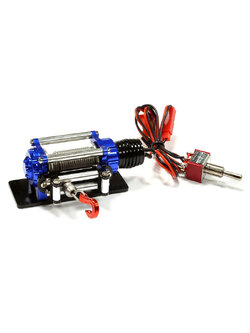 INT-C25697BLUE Billet Machined T9 Realistic High Torque Mega Winch for Scale Rock Crawler 1/10