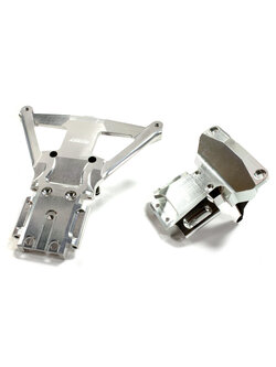 INT-C25302SILVER Billet Machined Front & Rear Bulkhead for Traxxas Slash 4X4 LCG Chassis