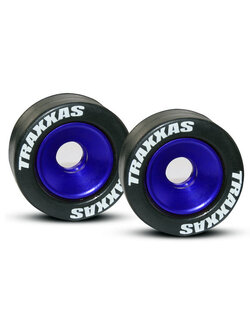 5186A Wheels, aluminum (blue-anodized) (2)/ 5x8mm ball bearings (4)/ axles (2)/ rubber tires (2)