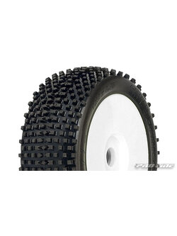 PRO-9014-11 Crime Fighter (M2) 1:8 Dirt Race Tire Mounted on Velocity White Wheels (2-pack)