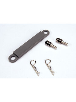 3727A Battery hold-down plate (grey) / metal posts (2) / body clips (2)
