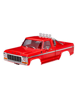 9812-RED Body, Ford F-150 Truck (1979), complete, red (includes grille, side mirrors, door handles, roll bar, windshield wipers, side trim, & clipless mounting) (requires #9834 front & rear bumpers)