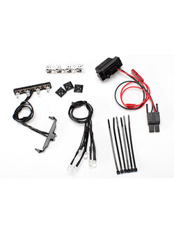 7285 (เลิกผลิต แทนด้วย 7285A) LED light kit, 1/16th Summit (power supply, chrome lightbar, roof light harness (4 clear, 2 red), chassis harness (4 clear, 2 red), wire ties, mounts) 7285 (เลิกผลิต แทนด้วย 7285A)