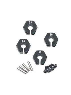 C31080BLACK 12mm Hex Wheel (4) Hub 5mm Thick for 1/10 Traxxas, Axial, Tamiya, Drift & TC