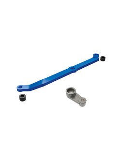 9748-BLUE Steering link, 6061-T6 aluminum (blue-anodized)/ servo horn, metal/ spacers (2)/ 3x6mm CCS (with threadlock) (1)/ 2.5x7mm SS (with threadlock) (1)