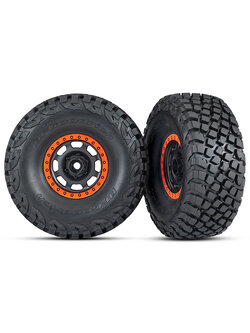 8472 Tires and wheels, assembled, glued (Desert Racer wheels, black with orange beadlock, BFGoodrich® Baja KR3 tires) (2)