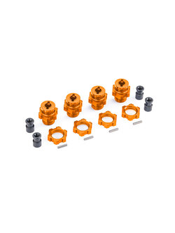 9086-ORNG Wheel hubs, splined, 17mm, short (orange-anodized) (4)/ wheel nuts, splined, 17mm (orange-anodized) (4)/ hub retainer M4 X 0.7 (4)/ axle pin (4) (for use with #9080 upgrade kit)