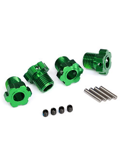 8654G Wheel hubs, splined, 17mm (green-anodized) (4)/ 4x5 GS (4)/ 3x14mm pin (4)