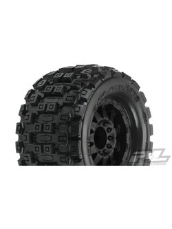 PRO-10127-13 Badlands MX38 3.8" (Traxxas Style Bead) All Terrain Tires Mounted for 17mm MT Front or Rear, Mounted on F-11 Black 1/2" Offset 17mm Wheels