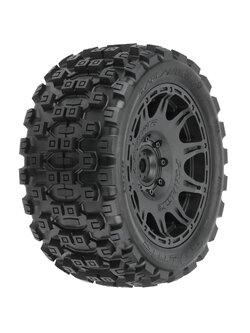 PRO1019811 1/6 Badlands MX57 Front/Rear 5.7” Tires Mounted on Raid 8x48 Removable 24mm Hex Wheels (2): Black