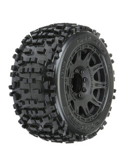 PRO117810 1/8 Badlands F/R 3.8" MT Tires Mounted 17mm Blk Raid (2)