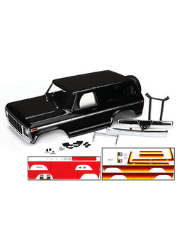 8010X Body, Ford Bronco, complete (black) (includes front and rear bumpers, push bar, rear body mount, grill, side mirrors, door handles, windshield wipers, spare tire mount, red and sunset decals) (requires #8072 inner fenders)