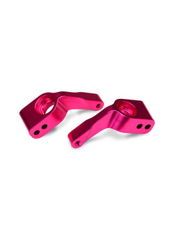 3652P Stub axle carriers, Rustler/Stampede/Bandit (2), 6061-T6 aluminum (pink-anodized)/ 5x11mm ball bearings (4)