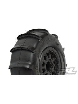 PRO-1158-17 Sling Shot SC 2.2"/3.0" Tires Mounted for Slash 2wd Rear & Slash 4x4 Front or Rear. Mounted on Renegade Black Wheels