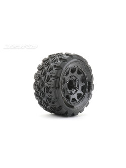 JK2702CB KING COBRA 1/10 ST 2.8 EX-KING COBRA/Claw Rim/Black/Medium Soft/Glued 12mm 1/2 offset Wide (for traxxas Stampede/Rustler 2wd&4wd front and rear) 1pair