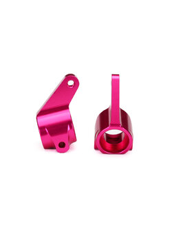 3636P Steering blocks, Rustler/Stampede/Bandit (2), 6061-T6 aluminum (pink-anodized)/ 5x11mm ball bearings (4)