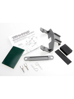 3627X Battery hold-down (grey) (1) / receiver hold-down (grey) (1) / metal posts (2)/ spacers (2)/ body clips (2)/ servo tape/ adhesive foam pad