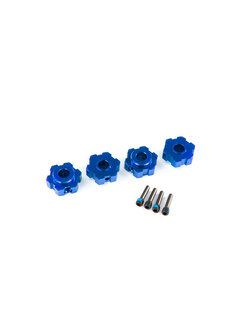 8956X Wheel hubs, hex, aluminum (blue-anodized) (4)/ 4x13mm screw pins (4)