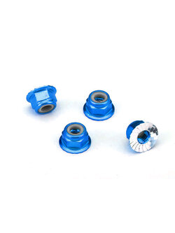 1747R Nuts, aluminum, flanged, serrated (4mm) (blue-anodized) (4)