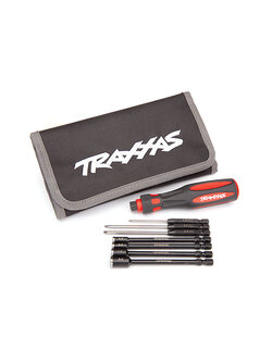 8712 Speed Bit Essentials Set, hex and nut driver, 7-piece, includes premium handle (medium), travel pouch, hex drivers (straight: 1.5mm, 2.0mm, 2.5mm) and nut drivers (5.0mm, 5.5mm, 7.0mm, and 8.0mm), 1/4” drive