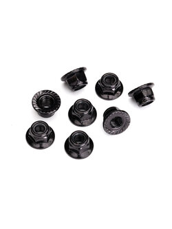 8447 Nuts, 5mm flanged nylon locking (steel, black serrated) (8)