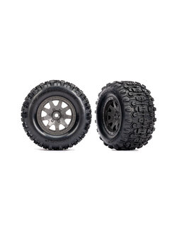 10771-GRAY Tires & wheels, assembled (charcoal gray wheels, dual profile (2.1" outer, 2.6" inner), Sledgehammer® tires, foam inserts)) (front) (2)