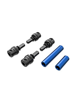 9751-BLUE Driveshafts, center, male (steel) (4)/ driveshafts, center, female, 6061-T6 aluminum (blue-anodized) (front & rear)/ 1.6x7mm BCS (with threadlock) (4)