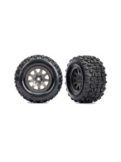 10770-GRAY Tires & wheels, assembled (charcoal gray wheels, dual profile (2.1" outer, 2.6" inner), Sledgehammer® tires, foam inserts)) (rear) (2)