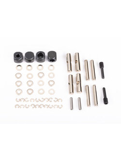 5452X U-joints, driveshaft (carrier (4)/ 4.5mm cross pin (4)/ 3mm headed pin (4)/ 4x15mm screw pin (2)/ hex pin (2)/ e-clips (6)/ 3x6x0.5 MW (4)) (metal parts for 2 driveshafts)