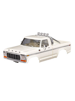 9812-WHT Body, Ford F-150 Truck (1979), complete, white (includes grille, side mirrors, door handles, roll bar, windshield wipers, side trim, & clipless mounting) (requires #9834 front & rear bumpers)