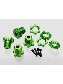5353G Wheel hubs, splined, 17mm (green-anodized) (4)/ wheel nuts, splined, 17mm (blue-anodized) (4)/ screw pins, 4x13mm (with threadlock) (4)