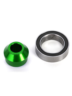 6893G Bearing adapter, 6061-T6 aluminum (green-anodized) (1)/ 10x15x4mm ball bearing (black rubber sealed) (1) (for slipper shaft)